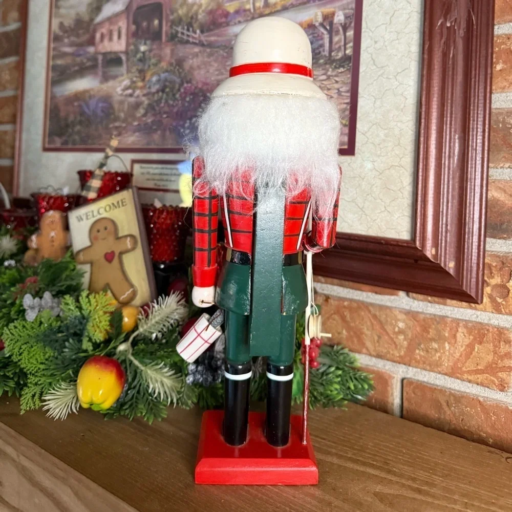 Vintage 1984 Solid Wood Hand Carved Nut Cracker going fishing Home Decor